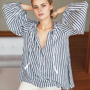 Emerson Fry Charcoal Striped Bardot Blouse, S